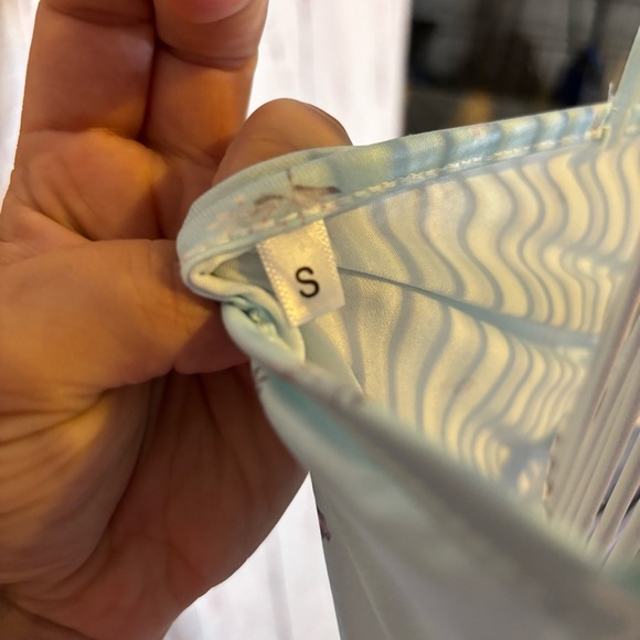 Vintage Cropped Coquette Girly Light Blue Floral Lace Trim Corset Top Small - Picture 6 of 8